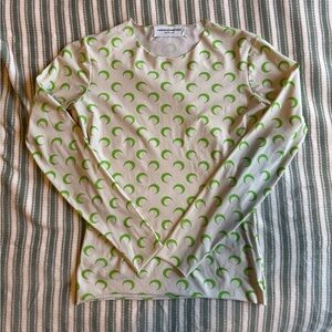 Marine Serre Second Skin Green Moon Long Sleeve Top